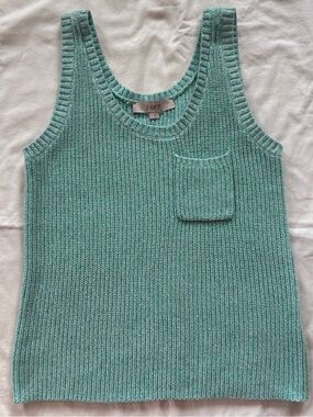 LOFT Mint Green Knit Tank Top Sleeveless Sweater Size M